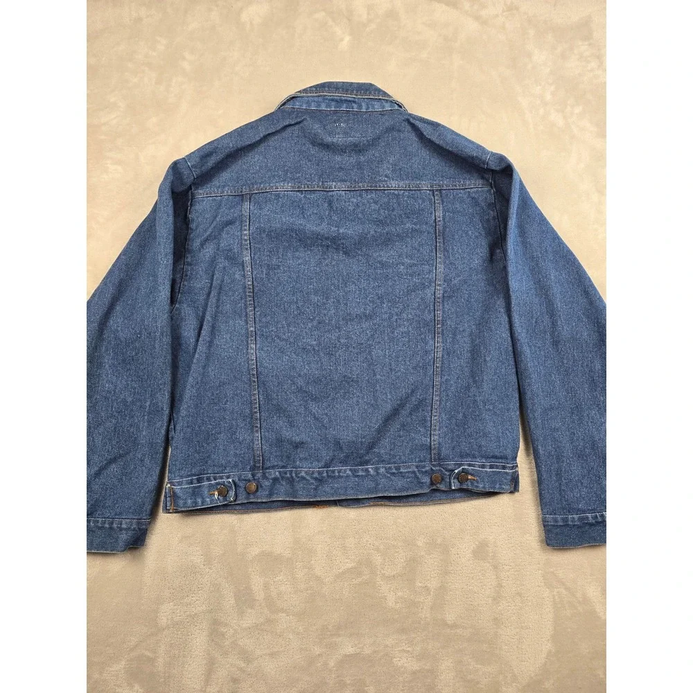 Vintage Rustler Denim Jacket Men XL Blue Trucker Coat Heavy Button Front